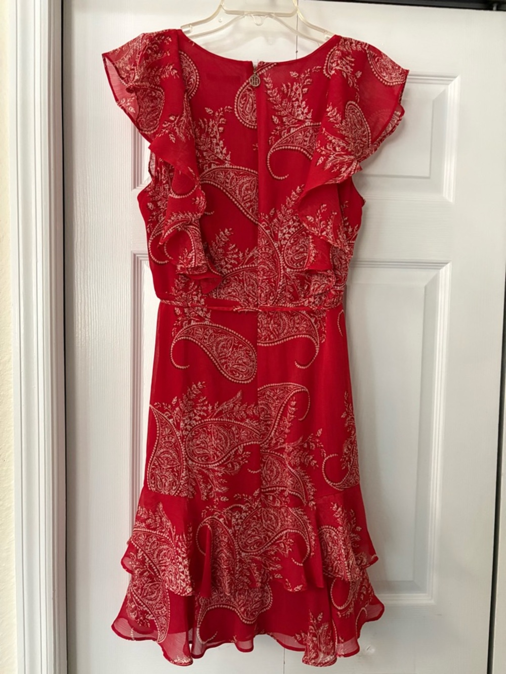 Tommy Hilfiger Red Paisley Ruffle Mini Dress - Picture 13 of 16